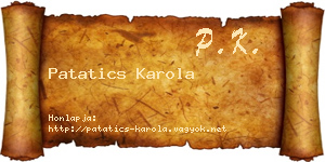 Patatics Karola névjegykártya